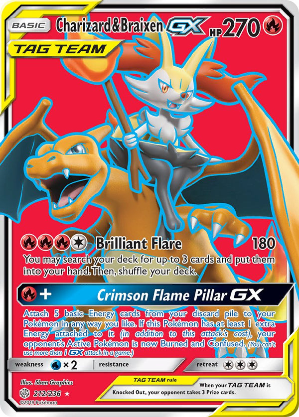 Charizard & Braixen GX (Full Art) - 212/236 (CEC) Ultra Rare - Near Mint Holofoil