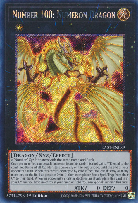 Number 100: Numeron Dragon (RA01-EN039) Platinum Secret Rare - Near Mint 1st Edition