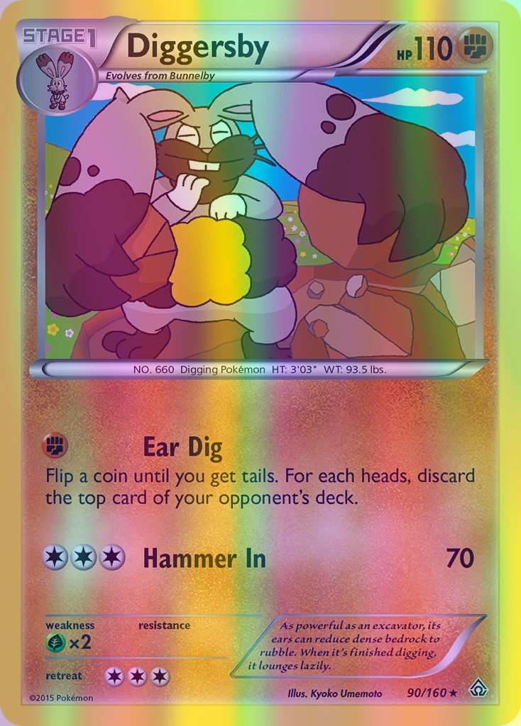 Diggersby - 090/160 (PRC) Rare - Near Mint Reverse Holofoil