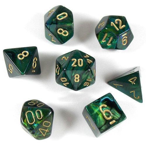 CHX20415: Scarab - Mini Poly Set Jade w/gold (7)