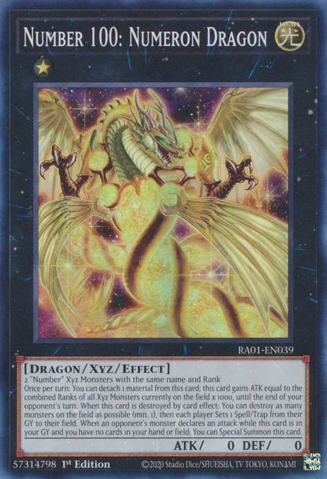 Number 100: Numeron Dragon (RA01-EN039) Super Rare - Near Mint 1st Edition