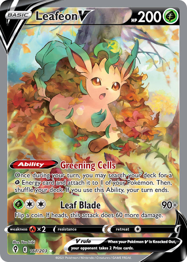 Leafeon V (Alternate Full Art) - 167/203 (SWSH07) Ultra Rare - Near Mint Holofoil