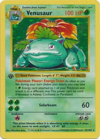 Venusaur - 015/102 (BS) 1st Edition Holo Rare - Near Mint Holofoil