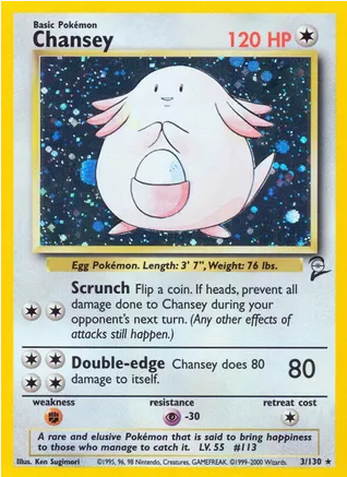 Chansey - 003/130 (BS2) Holo Rare - Light Play Holofoil