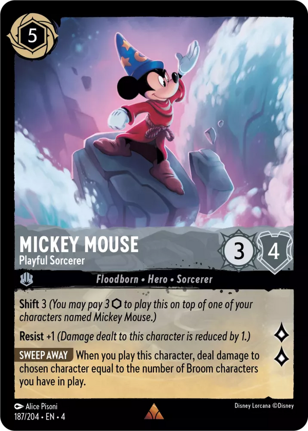 Mickey Mouse - Playful Sorcerer (Ursula's Return 187/204) Rare - Near Mint