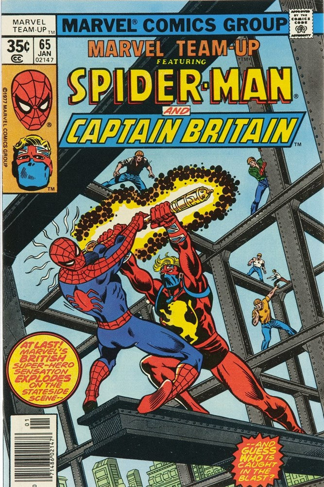 MARVEL TEAM-UP (1972 Series) #65 (6.0) 1st U.S. App and Origin of Captain Britain - 1st App of Arcade (5 panels)
