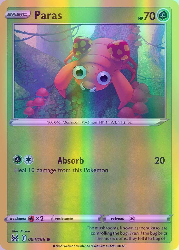 Paras - 004/196 (SWSH11) Common - Near Mint Reverse Holofoil