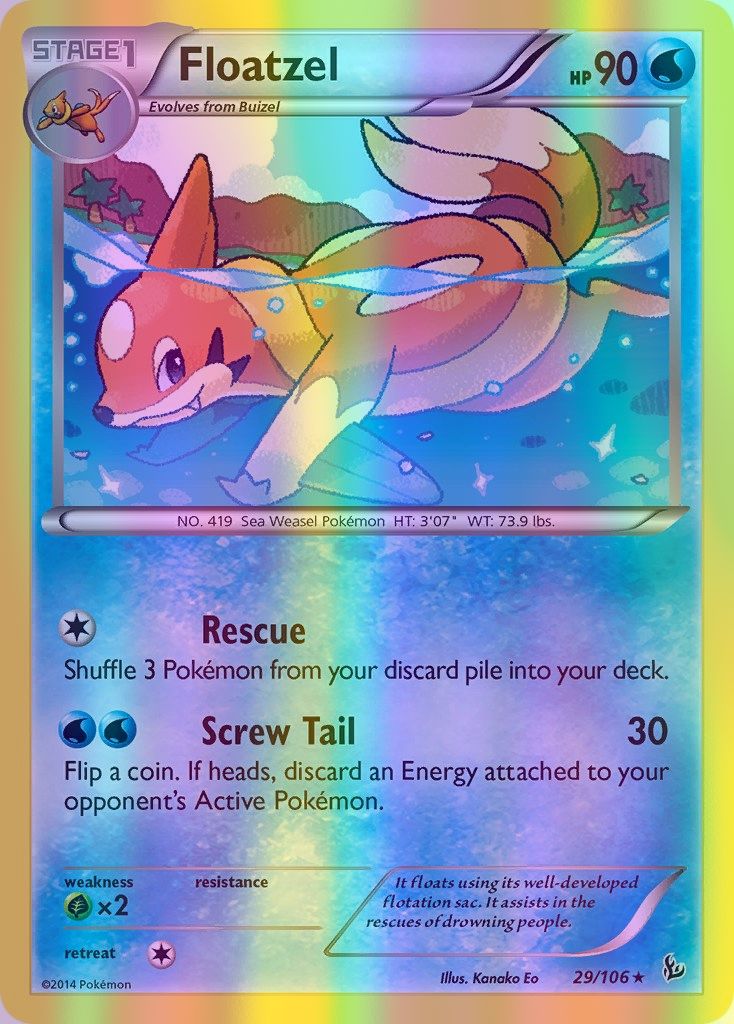 Floatzel - 029/106 (FLF) Rare - Near Mint Reverse Holofoil