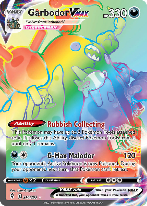 Garbodor VMAX (Secret) - 216/203 (SWSH07) Secret Rare - Near Mint Holofoil