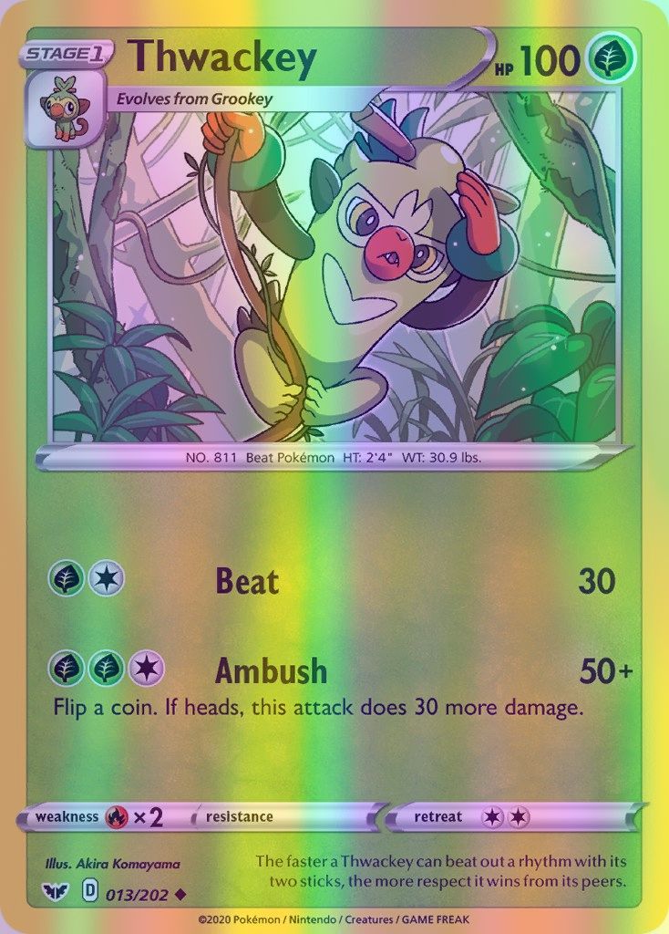 Thwackey - 013/202 (SWSH01) Uncommon - Near Mint Reverse Holofoil