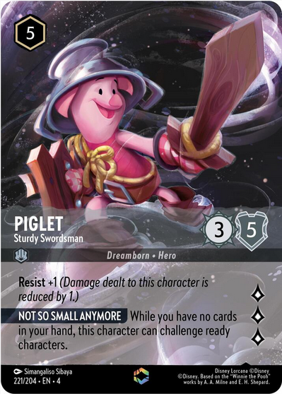 Piglet - Sturdy Swordsman (Alternate Art) (Ursula's Return 221/204) Enchanted - Near Mint Holofoil