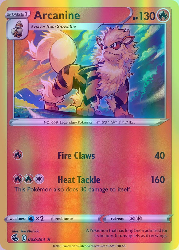 Arcanine - 033/264 (SWSH08) Rare - Near Mint Reverse Holofoil