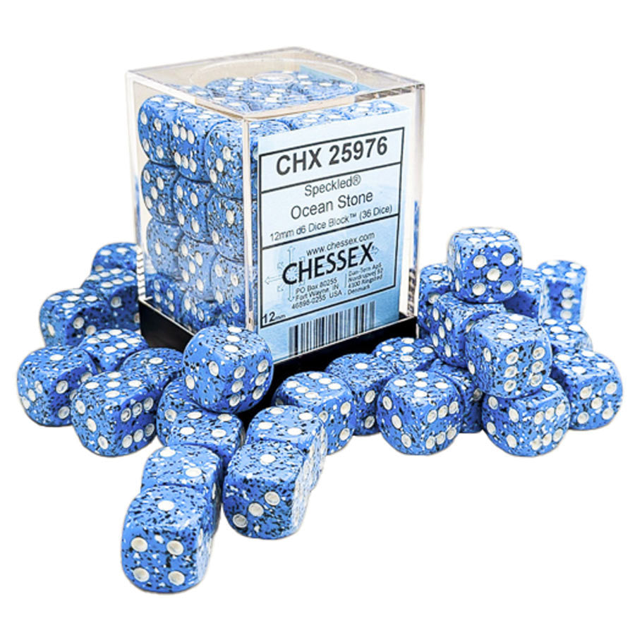 CHX25976: Speckled - 12mm D6 Ocean Stone (36)