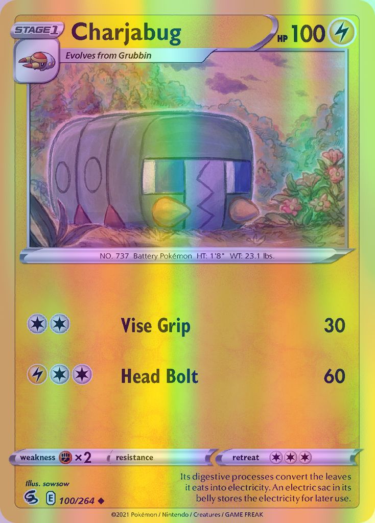 Charjabug - 100/264 (SWSH08) Uncommon - Near Mint Reverse Holofoil