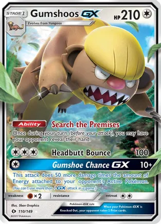 Gumshoos GX - 110/149 (SM01) Ultra Rare - Light Play Holofoil