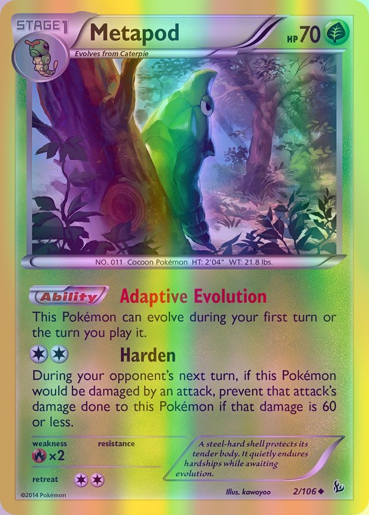 Metapod - 002/106 (FLF) Uncommon - Near Mint Reverse Holofoil