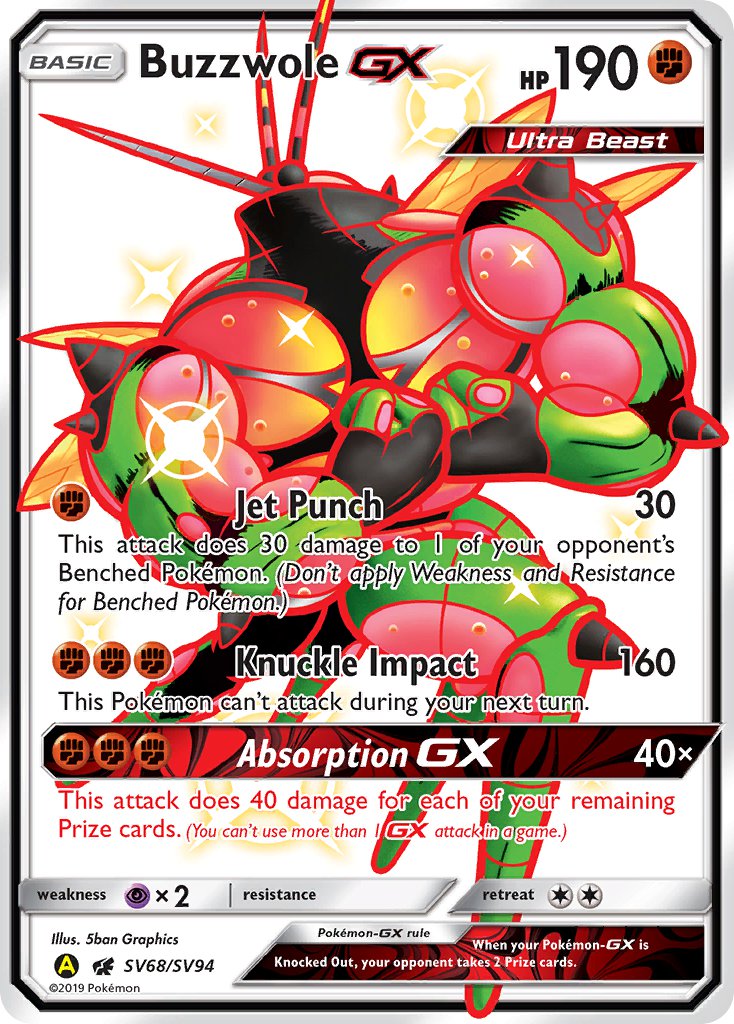 Buzzwole GX - SV68/SV94 (HIF:SV) Shiny Holo Rare - Near Mint Holofoil