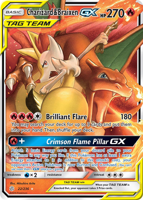 Charizard & Braixen GX - 022/236 (CEC) Ultra Rare - Near Mint Holofoil