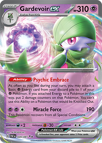 Gardevoir ex - 029/091 (PAF) Double Rare - Near Mint Holofoil