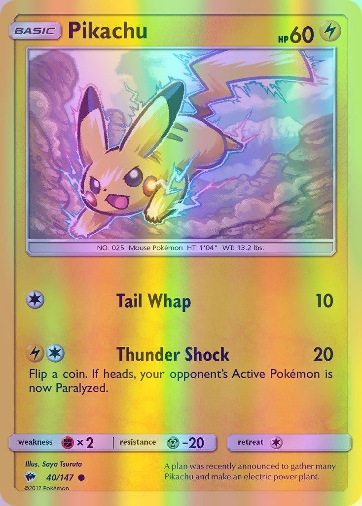 Pikachu - 040/147 (SM:BUS) Common - Near Mint Reverse Holofoil