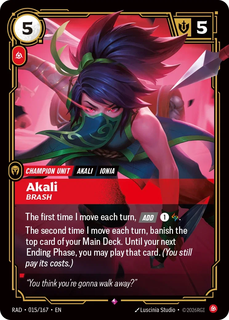 Akali, Brash - 015/167 (RAD) Rare
