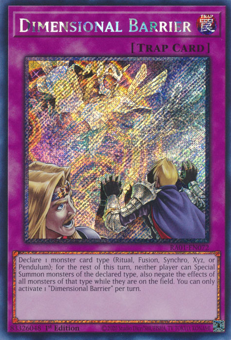 Dimensional Barrier (RA01-EN072) Platinum Secret Rare - Near Mint 1st Edition