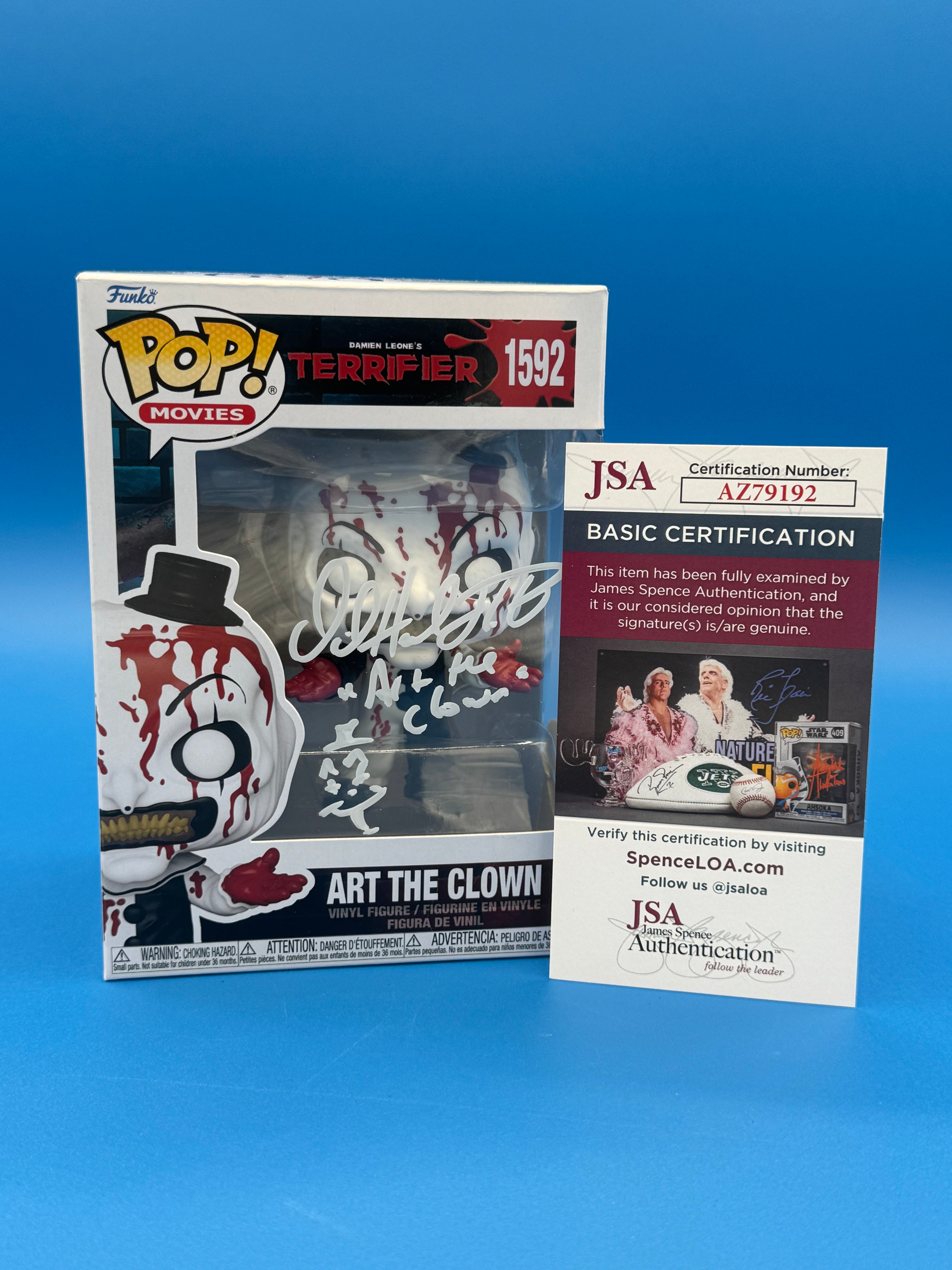 POP Figure: Horror Terrifiers #1592 - Art the Clown (Bloody) (JSA Signature AZ79192) (Signed by David Howard Thornton)