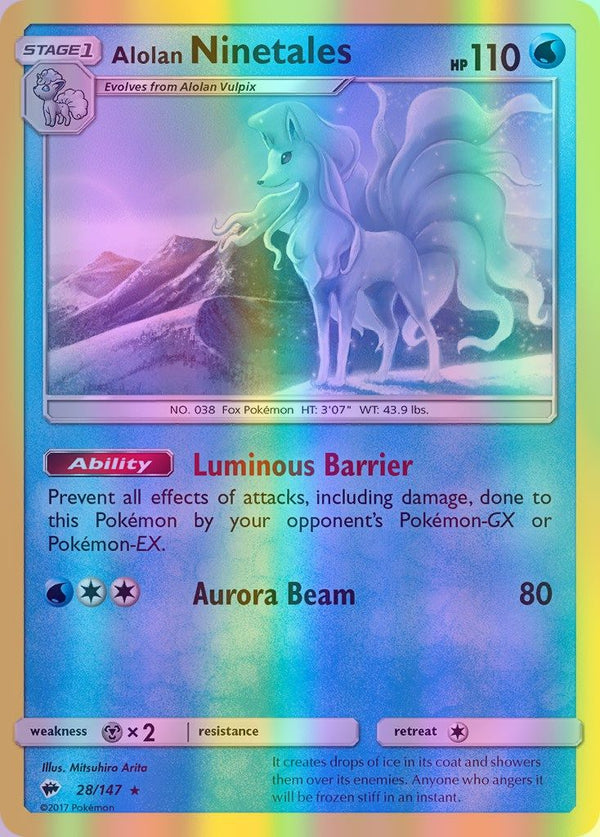 Alolan Ninetales - 028/147 (SM:BUS) Rare - Near Mint Reverse Holofoil