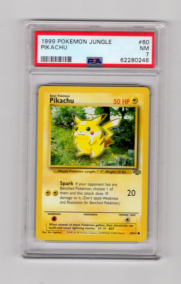 Pikachu - 60/64 (JU) Common - Unlimited Light Play (Graded - PSA 7)