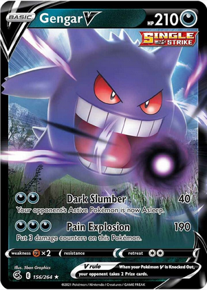 Gengar V - 156/264 (SWSH08) Ultra Rare - Light Play Holofoil