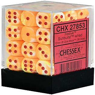 CHX27853: Festive - 12mm D6 Sunburst w/red (36)