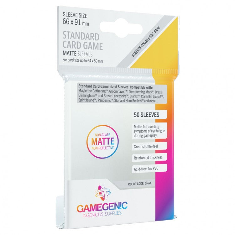 GameGenic: Matte Board Game Sleeves - Standard Card Game (Gray 50ct)