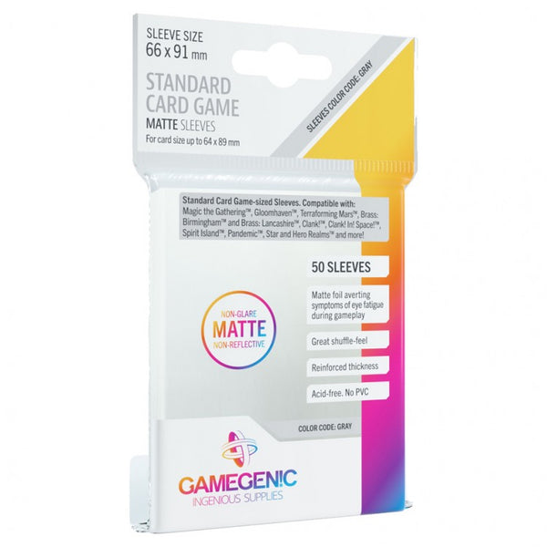 GameGenic: Matte Board Game Sleeves - Standard Card Game (Grey 50ct)