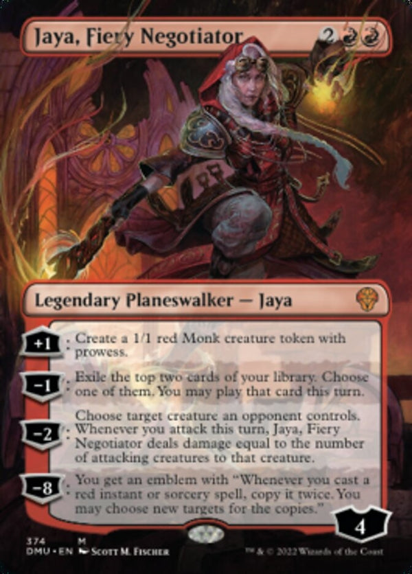 Jaya, Fiery Negotiator [#374 Borderless Planeswalkers] (DMU-M)