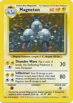 Magneton - 009/102 (BS) Holo Rare - Heavy Play Holofoil