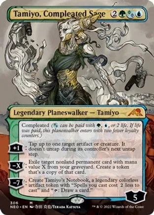 Tamiyo, Compleated Sage [#306 Borderless Planeswalkers] (NEO-M-FOIL)