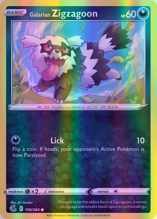 Galarian Zigzagoon - 159/264 (SWSH08) Common - Near Mint Reverse Holofoil