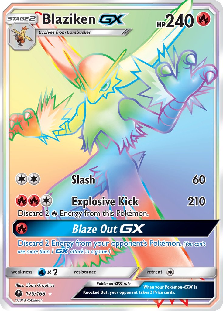 Blaziken GX (Secret) - 170/168 (CES) Secret Rare - Near Mint Holofoil