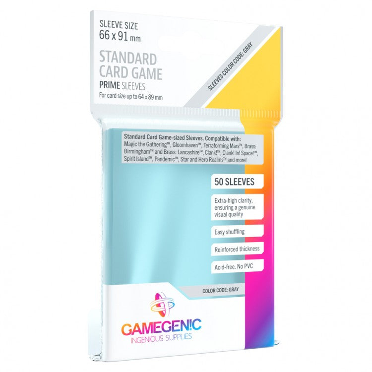 GameGenic: Prime Board Game Sleeves - Standard Card Game (Gray 50ct)