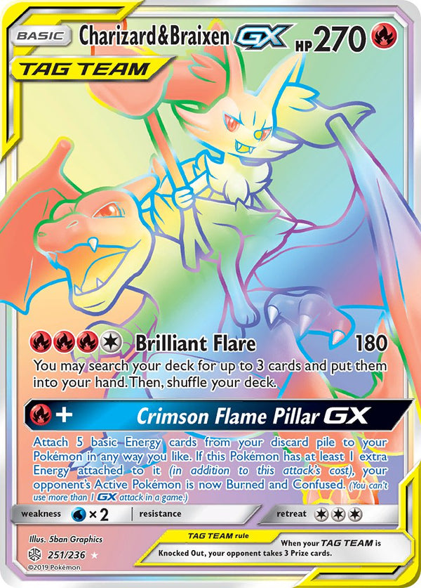 Charizard & Braixen GX - 251/236 (CEC) Secret Rare - Near Mint Holofoil