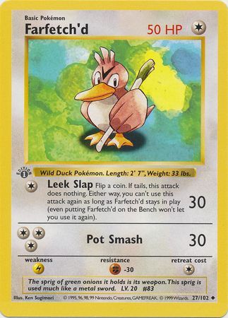 Farfetch'd - 027/102 (BS) 1st Edition Uncommon - Near Mint