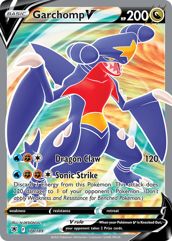 Garchomp V (Full Art) - 178/189 (SWSH10) Ultra Rare - Near Mint Holofoil