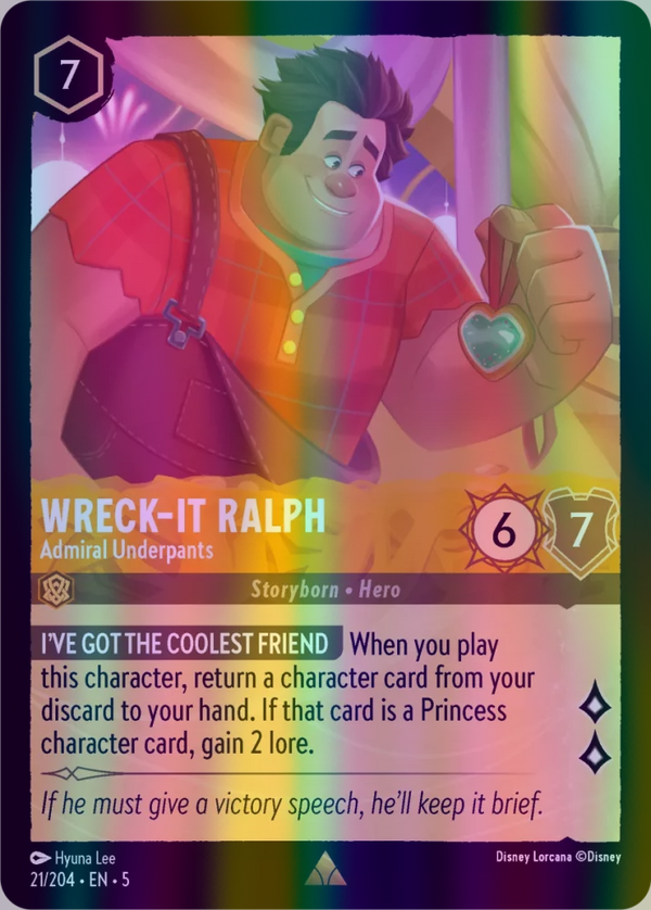 Wreck-It Ralph - Admiral Underpants (Shimmering Skies 021/204) Rare - Near Mint Cold Foil