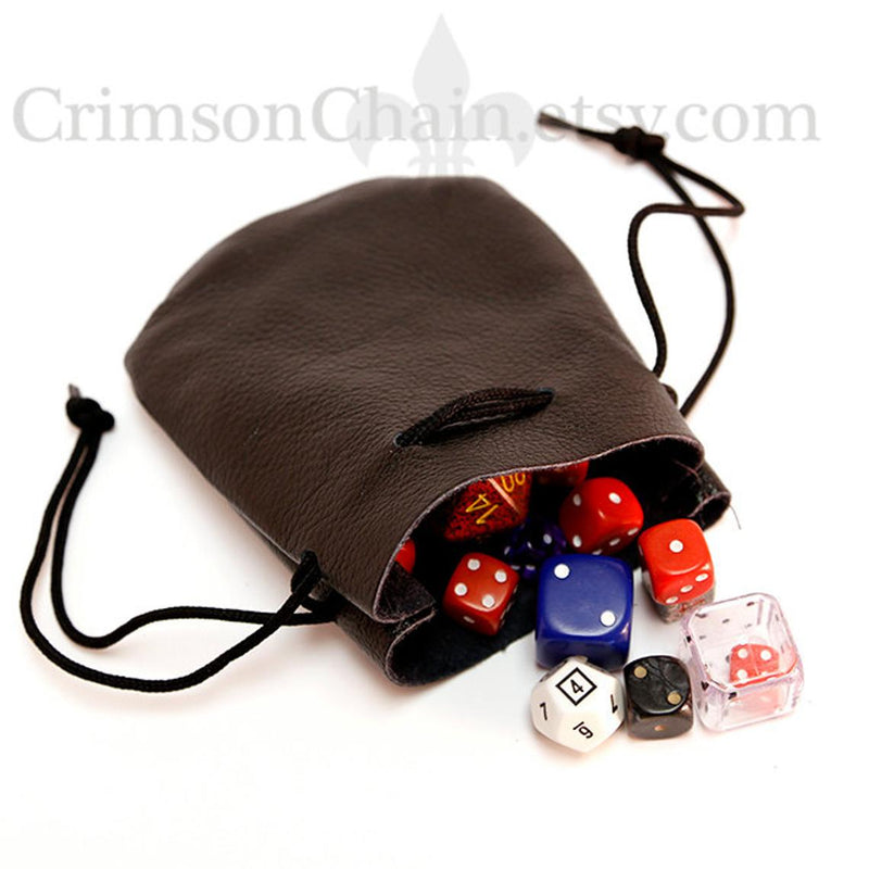 Crimson Chain: Leather Dice Bag - Small (Random Color)