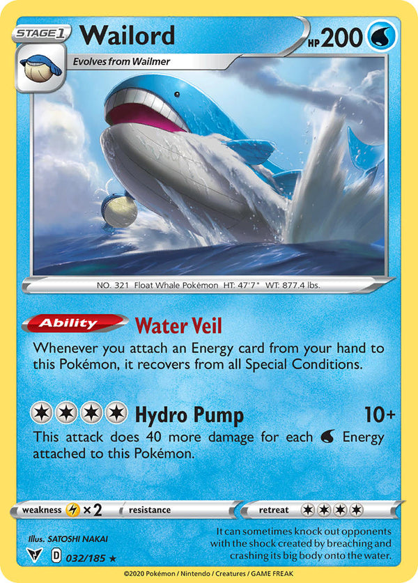 Wailord - 032/185 (SWSH04) Holo Rare - Near Mint Holofoil