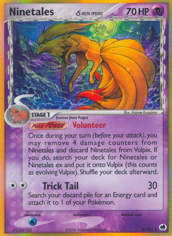 Ninetales (Delta) - 008/101 (DF) Holo Rare - Heavy Play Holofoil