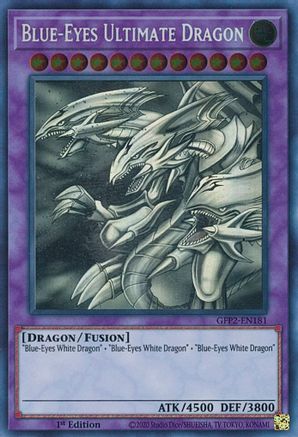 Blue-Eyes White Ultimate Dragon (GFP2-EN181) Ghost Rare - 1st Edition Light Play