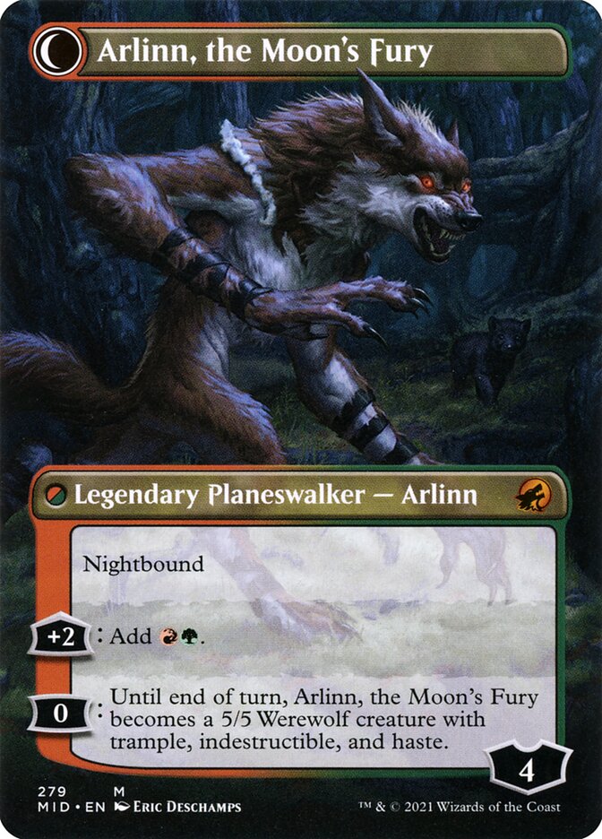 Arlin, the Pack's Hope//Arlinn. The Moon's Fury [#279 Borderless Planeswalkers] (MID-M)