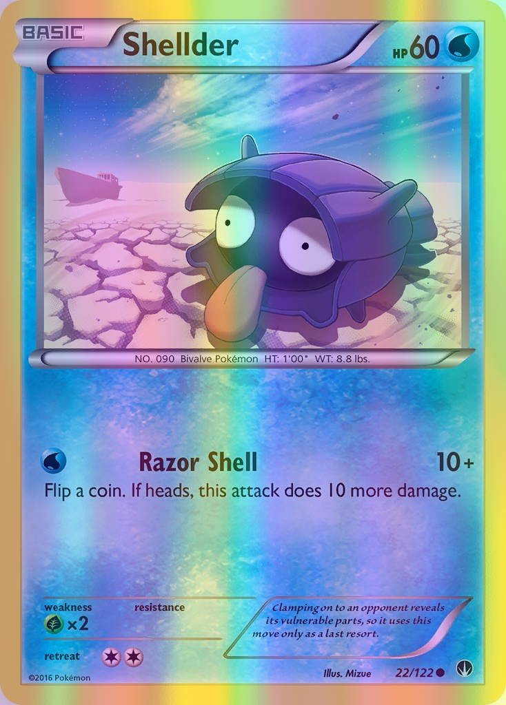 Shellder - 022/122 (BKP) Common - Near Mint Reverse Holofoil