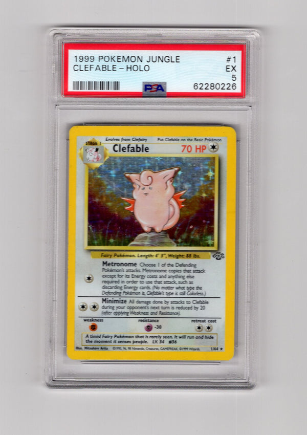 Clefable - 01/64 (JU) Holo Rare - Unlimited Heavy Play Holofoil (Graded - PSA 5)